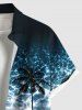 Plus Size Coconut Tree Water Ripples Print Buttons Pocket Hawaii Shirt For Men -  