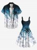 Plus Size Coconut Tree Water Ripples Print Hawaii Tank Dress -  