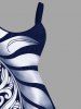 Plus Size Two Tone Contrast Colorblock Tropical Leaf Print Hawaii Tank Dress -  