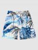 Short de Plage à Imprimé Feuilles à L'Aquarelle Grande-Taille pour Hommes - Bleu 2XL