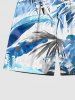 Short de Plage à Imprimé Feuilles à L'Aquarelle Grande-Taille pour Hommes - Bleu 2XL