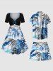 Short de Plage à Imprimé Feuilles à L'Aquarelle Grande-Taille pour Hommes - Bleu 2XL