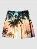 Plus Size Coconut Tree Ombre Print Hawaii Beach Shorts For Men -  