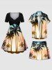 Plus Size Coconut Tree Ombre Print Hawaii Beach Shorts For Men -  