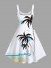 Plus Size Coconut Tree Watercolor Beach Print Hawaii A Line Tank Dress -  