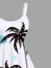 Plus Size Coconut Tree Watercolor Beach Print Hawaii A Line Tank Dress -  