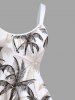 Robe Débardeur Hawaïen Ligne A Cocotier Imprimé de Grande Taille - Blanc 2X