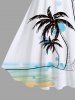 Plus Size Coconut Tree Watercolor Beach Print Hawaii A Line Tank Dress -  