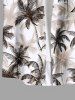 Plus Size Coconut Tree Print Hawaii Button Pocket Shirt For Men -  