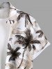 Plus Size Coconut Tree Print Hawaii Button Pocket Shirt For Men -  