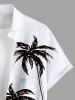 Plus Size Coconut Tree Watercolor Beach Print Hawaii Button Pocket Shirt For Men -  