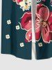 Chemise hawaïenne à imprimé floral et feuilles grande taille avec poche boutonnée pour homme - Vert S