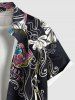 Chemise hawaïenne à imprimé floral, feuilles et branches, grande taille, avec poche boutonnée, pour hommes - Noir 3XL