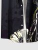 Chemise hawaïenne à imprimé floral, feuilles et branches, grande taille, avec poche boutonnée, pour hommes - Noir 3XL