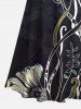 Robe longue trapèze à imprimé fleurs et branches, style hawaïen, épaules dénudées et bretelles croisées, grande taille - Noir L