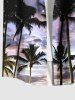 Plus Size Coconut Tree Ombre Sky Print Hawaii Button Pocket Shirt For Men -  