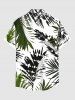 Plus Size Ombre Tropical Leaves Spotted Print Hawaii Button Pocket Shirt For Men -  
