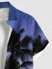 Chemise Boutonnée Imprimé Cocotier et Ciel Grande Taille avec Poche - Bleu 5XL