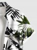 Plus Size Ombre Tropical Leaves Spotted Print Hawaii Button Pocket Shirt For Men -  
