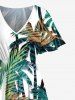 Plus Size Coconut Tree Tropical Leaves Print Hawaii Split Pocket A Line Midi Dress -  