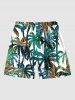 Short de Plage à Imprimé Feuilles D'Arbre Tropical avec Cordon de Serrage Grande-Taille pour Hommes - Vert profond XL