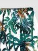 Short de Plage à Imprimé Feuilles D'Arbre Tropical avec Cordon de Serrage Grande-Taille pour Hommes - Vert profond XL