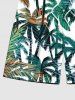 Short de Plage à Imprimé Feuilles D'Arbre Tropical avec Cordon de Serrage Grande-Taille pour Hommes - Vert profond XL