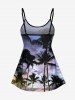 Coconut Tree Ombre Sky Print Hawaii Tankini Top(Adjustable Shoulder Strap) -  