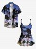 Coconut Tree Ombre Sky Print Hawaii Tankini Top(Adjustable Shoulder Strap) -  