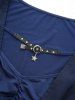 Plus Size Butterfly Sleeve Chiffon Textured Ruched O-Ring Cross Belted 2 in1 Blouse -  