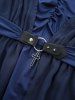 Plus Size Butterfly Sleeve Chiffon Textured Ruched O-Ring Cross Belted 2 in1 Blouse -  