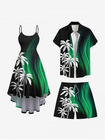 Costume de Plage Grande Taille à Paillettes Longueur Cheville Imprimée Cocotier 3D pour Femme