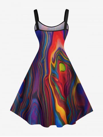 Plus Size Abstract Painting Colorful Beach Print Hawaii Tank Dress