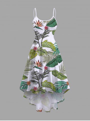 Robe asymétrique hawaïenne à imprimé floral tropical grande taille - GREEN - 2X
