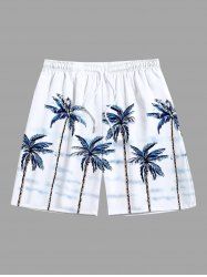 Plus Size Coconut Tree Tie Dye Cloud Print Hawaii Beach Shorts For Men -  