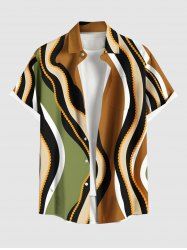 Chemise hawaïenne à rayures et poches boutonnées grande taille pour homme - café 6XL