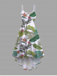 Robe asymétrique hawaïenne à imprimé floral tropical grande taille - Vert 1X