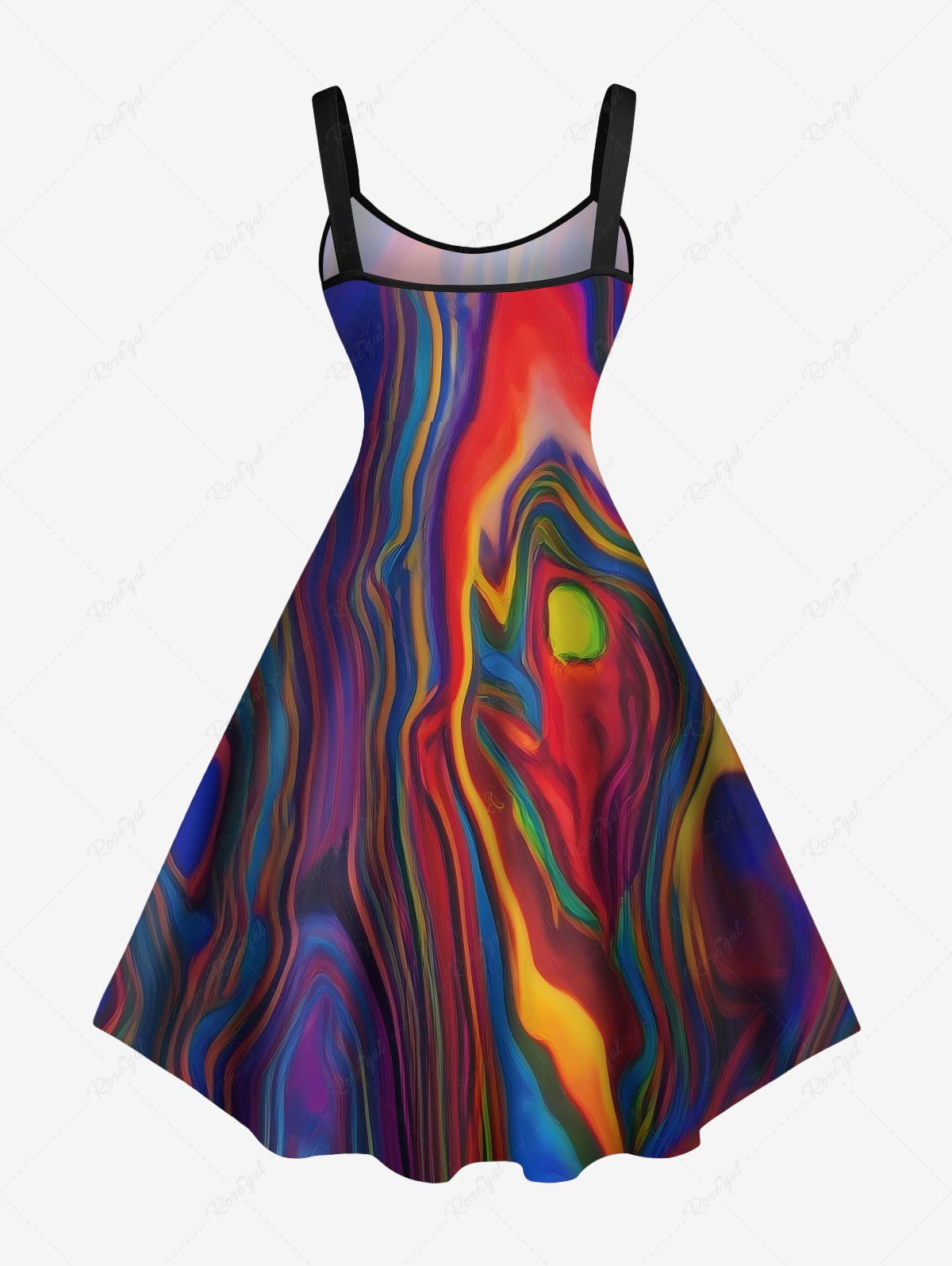 Discount Plus Size Abstract Painting Colorful Beach Print Hawaii Tank Dress  