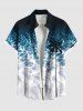 Tenue de Plage Trapèze à Imprimé Cocotiers et Eau Grande-Taille pour Couples - Bleu profond 