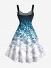 Tenue de Plage Trapèze à Imprimé Cocotiers et Eau Grande-Taille pour Couples - Bleu profond 