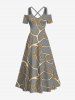 Metallic Leaf Print Plus Size Matching Hawaii Beach Outfit For Couples -  