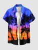 Tenue de Plage Grande Taille Imprimé Cocotiers et Ciel Coloré - Bleu Ciel 