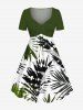 Ombre Tropical Leaf Spotted Print Plus Size Matching Hawaii Beach Outfit For Couples -  