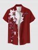 Glitter Sequins Floral Leaf Print Plus Size Matching Hawaii Beach Outfit For Couples - Rouge 