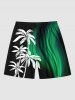 Coconut Tree Glitter Curve Light Beam 3D Print Plus Size Matching Hawaii Beach Outfit For Couples -  