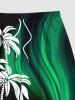 Coconut Tree Glitter Curve Light Beam 3D Print Plus Size Matching Hawaii Beach Outfit For Couples -  