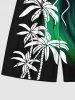 Coconut Tree Glitter Curve Light Beam 3D Print Plus Size Matching Hawaii Beach Outfit For Couples -  
