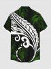Chemise Imprimé à Feuilles et Fleurs Tropicales à Boutons Grande Taille avec Poche pour Homme - Noir S