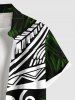 Chemise Imprimé à Feuilles et Fleurs Tropicales à Boutons Grande Taille avec Poche pour Homme - Noir S