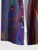 Plus Size Abstract Painting Colorful Beach Print Buttons Pocket Hawaii Shirt For Men -  
